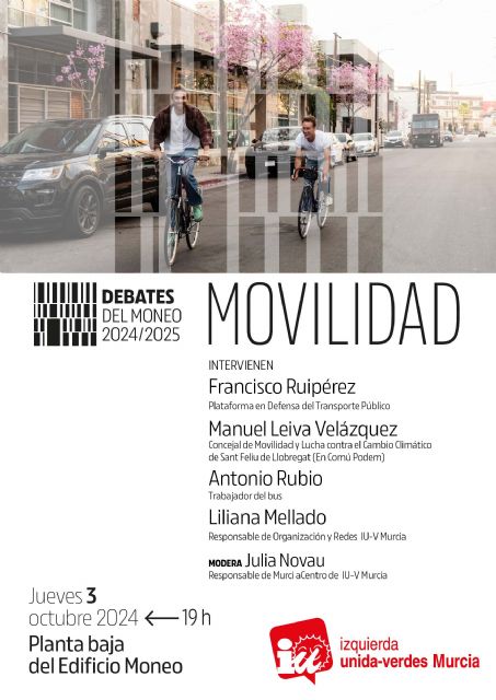 IU-V Murcia relanza sus icónicos “Debates del Moneo” para repensar la movilidad, el transporte público y la contaminación en el municipio