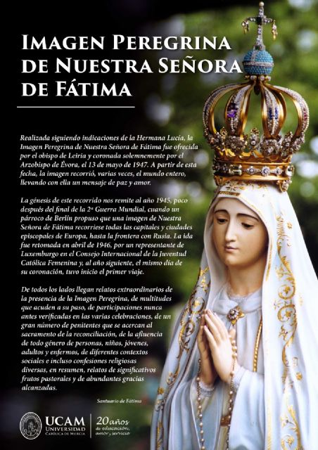 La Virgen Peregrina de Fátima recorrerá mañana las calles de la ciudad de Murcia