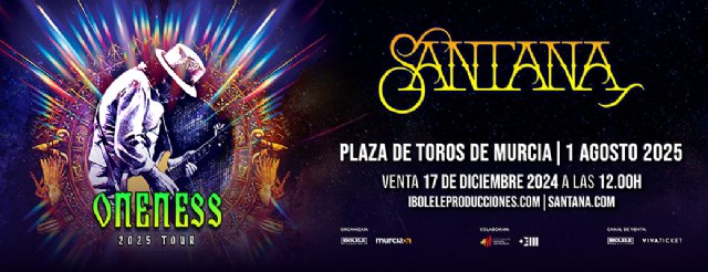 MURCIA ON presenta a: CARLOS SANTANA en la plaza de toros de Murcia, el 1 de agosto de 2025